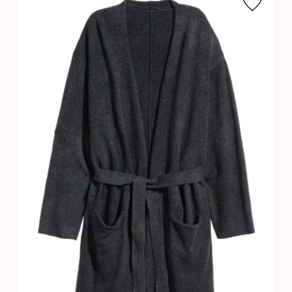 H&M Cashmere Wool Blend Knit Bathrobe Charcoal Gray